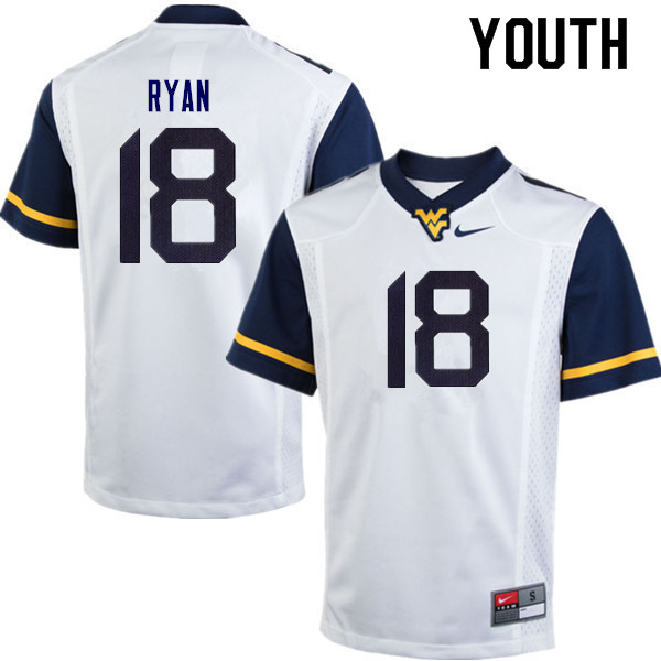 NCAA Youth Sean Ryan West Virginia Mountaineers White #18 Nike Stitched Football College Authentic Jersey MC23A24NG